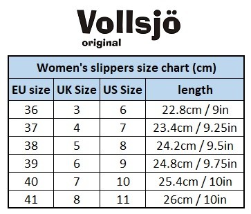 Womens Slipper Size Chart